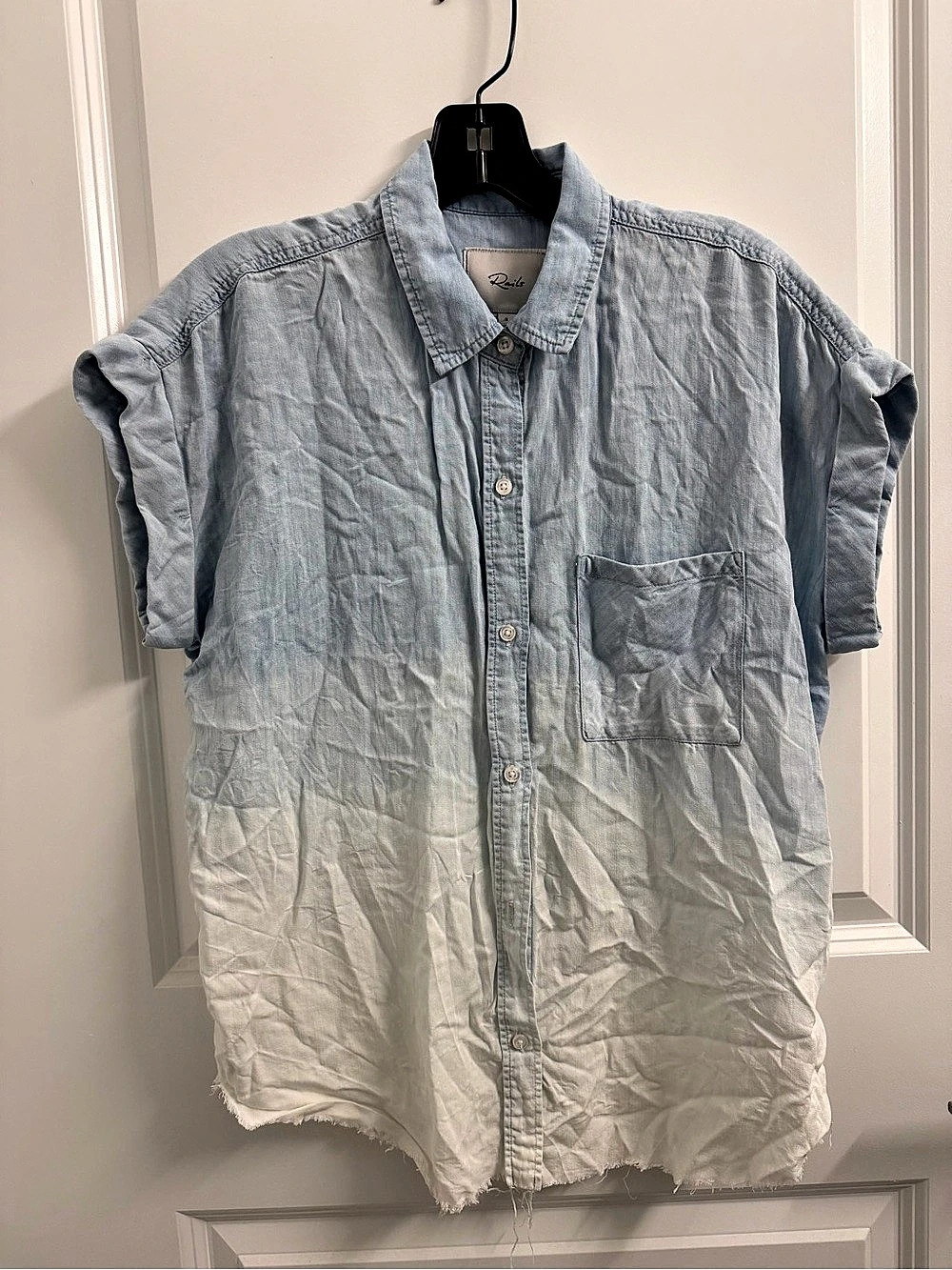 Rails Ombre Chambray Short Sleeve Button Down Shirt Blue Small
